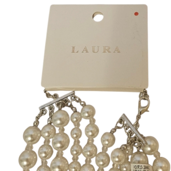 White Laura Women's Multi-Layered Faux Pearl Necklace - Picture 2 of 10